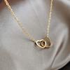 Double Ring Heart-shaped New Simple Necklace Women's Collarbone Chain Women's Niche Design Pendant