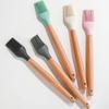 Detachable Silicone Basting Brush For Baking BBQ Oil Application Food Grade Heat Resistant Pastry Brush With Wooden Handle