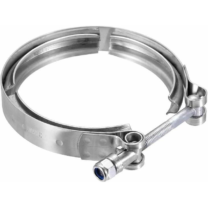 HARFINGTON V Band Clamp 1.5 Inch 304 Stainless Steel V-Band Bolt Clamp for Exhaust Systems Downpipe Exchange Car Accessories, Silver