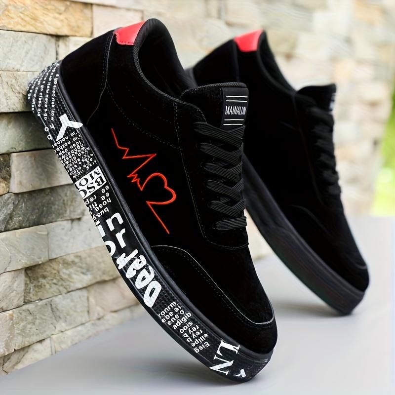 1 Pair of Fashionable Sports Shoes - Soft Rubber Sole, Heart-shaped and Music Pattern Design, Casual Street Shoes for Couples, Valentine'S Day
