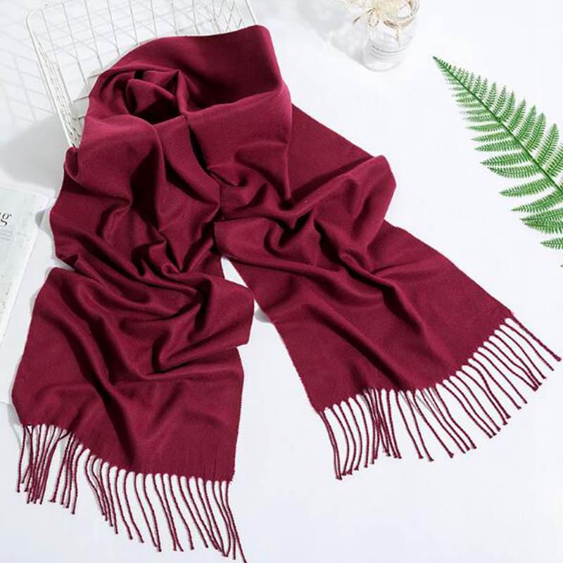 Men Wool Cashmere Scarf Winter Warm Tassel Long Scarves Women Casual ...