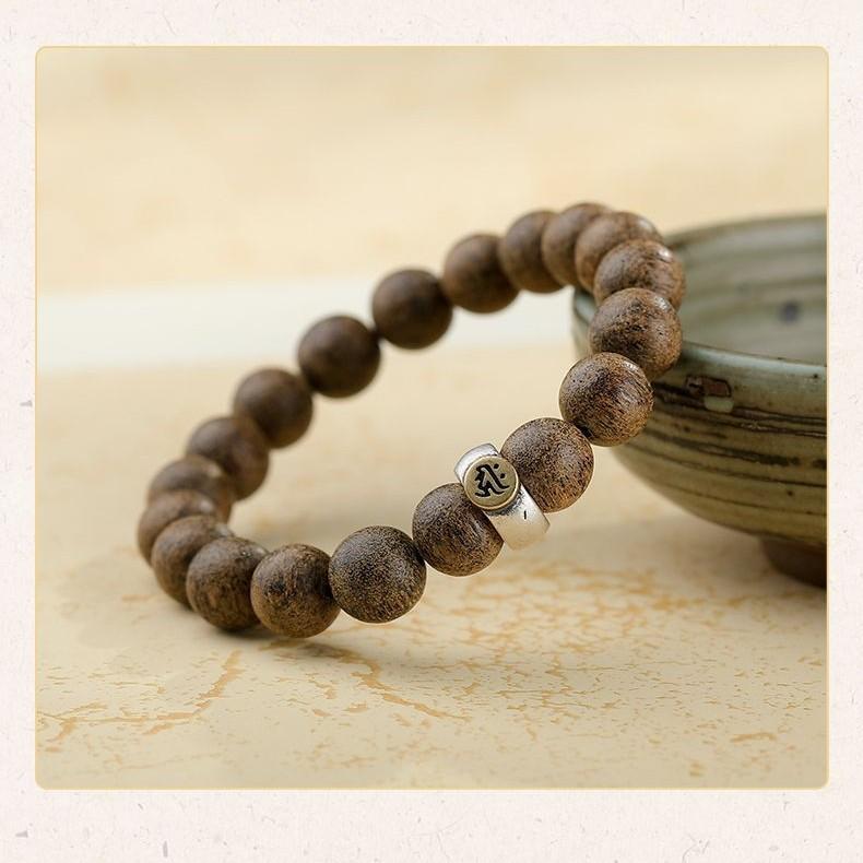 Genuine Ant Agarwood Bracelet for Men and Women s9Twelve Zodiac Buddha Silver Jewelry Wooden Bracelet Buddha Beads