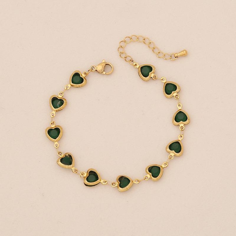 Gold Tone Multicolor Heart Crystal Bracelet Set – Dainty Colorful Romantic Jewelry for Women, Sweet Gift