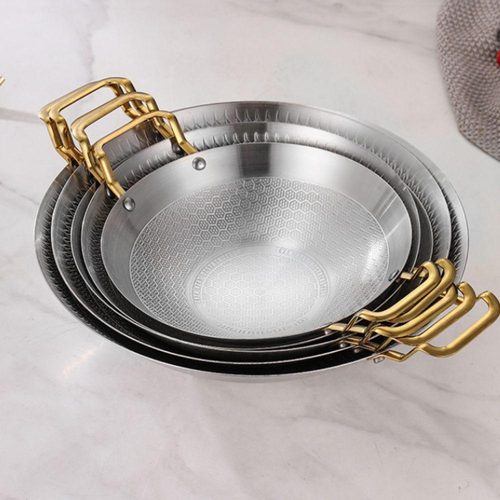 Korean Style Honeycomb Pattern Spicy Pot Stainless Steel Frying Cooking Pot Camping Wok Commercial