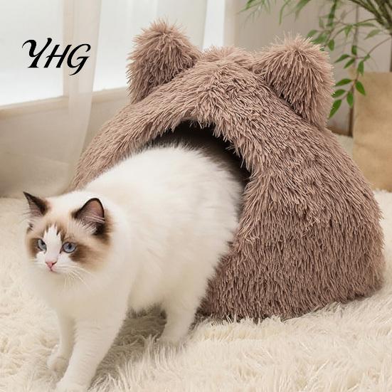 Year Round Pet Comfort Bed Plush Cat Cave Bed, Warm Enclosed Hideaway, Fluffy Cozy Corner for Small Animals Tent Burrow Indoor Cats Dogs Sack