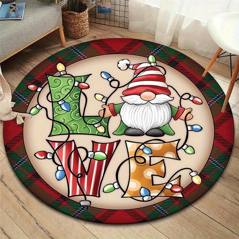 

1pc Soft, Absorbent & Non-Slip Santa Claus and Love Round Rug, Perfect for Entryway, Living Room, Bedroom Decor, Machine Washable Flannel Me 80cm by 80cm