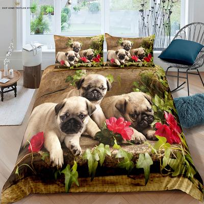 Roztomilý a zábavný 3D tištěný povlak na přikrývku s motivem psa Povlak na přikrývku Povlak na polštář 3dílná sada 100% polyester Lze prát v pračce