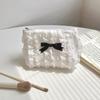 Cute Women Makeup Mini Bag Korean Lace Bow Portable Coin Purse Small Pouch Handbag Kawaii Female Cosmetic Storage Zipper Bag