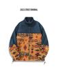 Men's Retro Ethnic Style Patchwork Fleece Hoodie - Warm Winter Cardigan Jacket