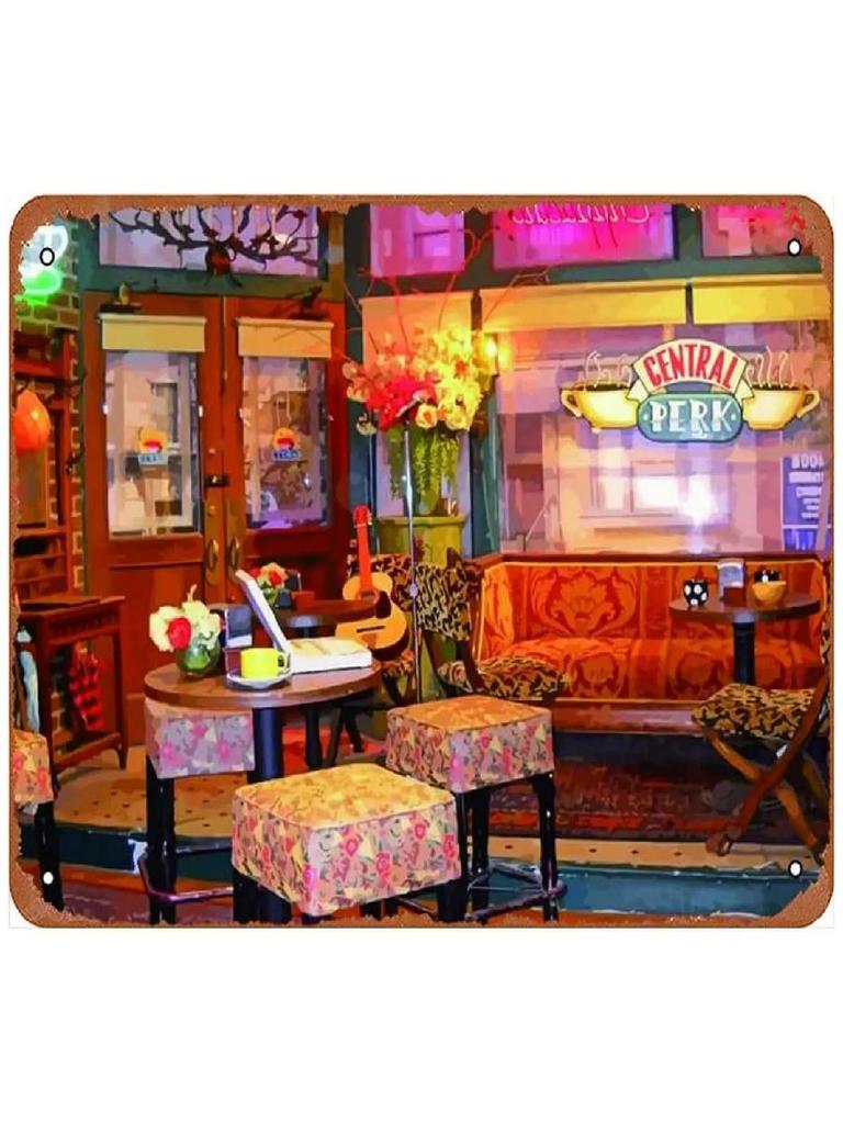 Vintage Friends Central Perk Metallplåtsskylt Retro Väggaffisch Plakett för Spelrum Café Garage Klubb Bar och Pubar Dekor