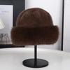Brimless Fluffy Fur Hat Warm Plush Bucket Hat Fashion Panama Cap  Women