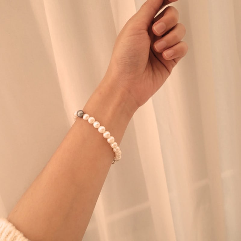 JewelCOUNTY Weißer Schnee Perlenarmband 925 Silber