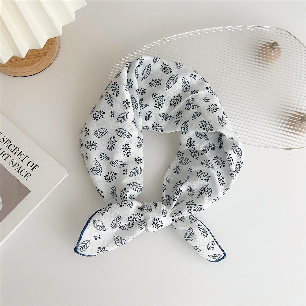 Cotton And Linen Small Square Scarf Silk Scarf Women'S Spring And Autumn New Style Artistic And Versatile Fashionable Temperament Headband Scarf