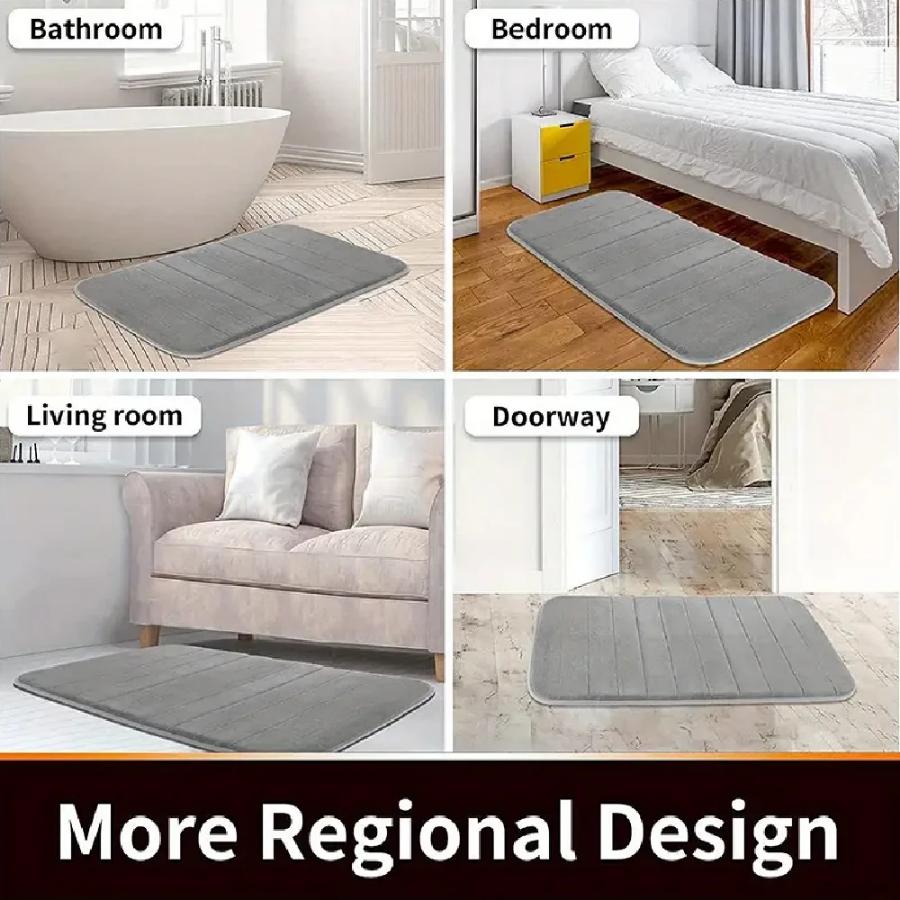 3 Pcs Bathroom Mat Set Non-slip Toilet Carpet Memory Foam Absorbent Bathroom Floor Mats Shower Rug Home Decor Waterproof Footpad