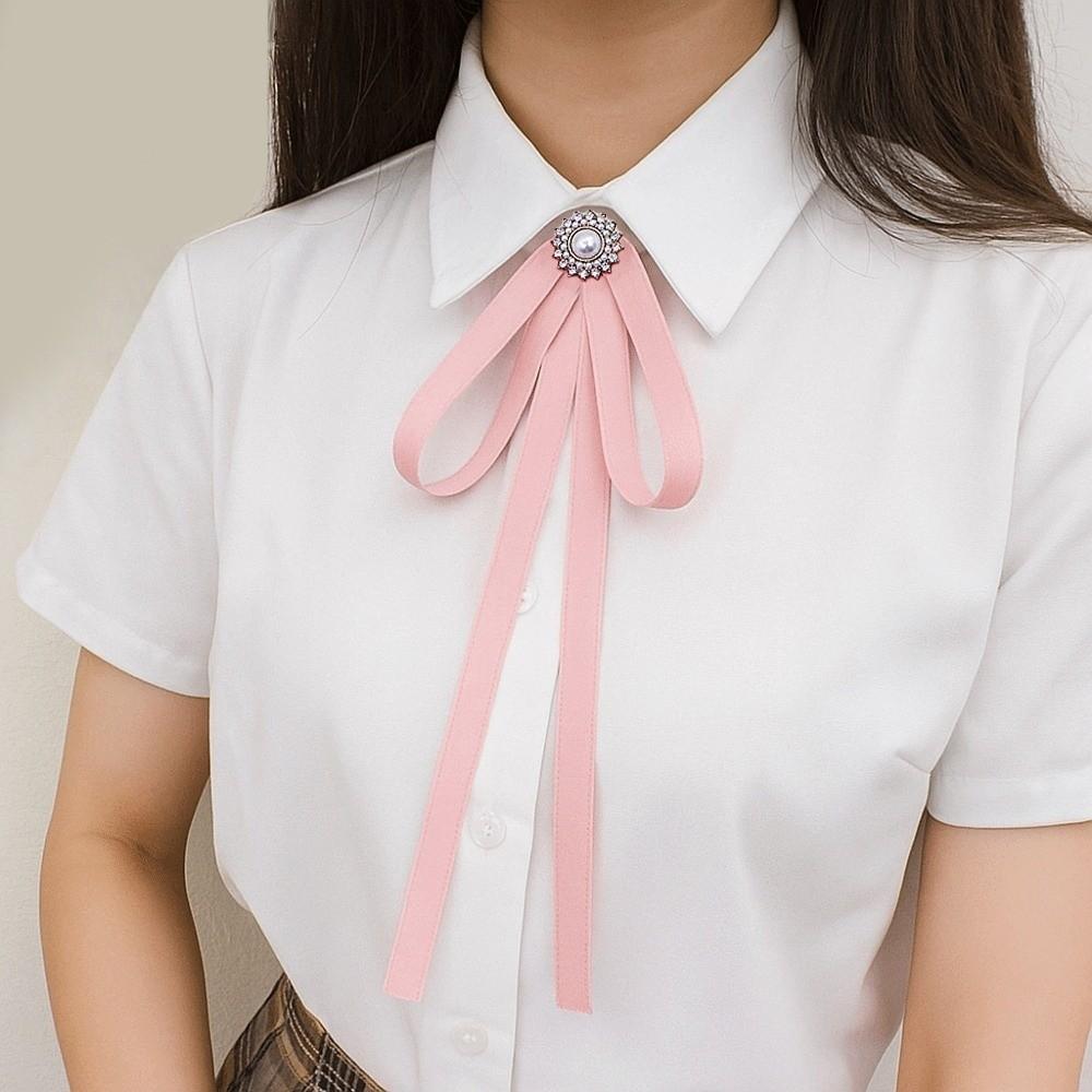 Imitation Pearl Ribbon Brooches Business Cravat Vintage JK Bow Tie  Graduation