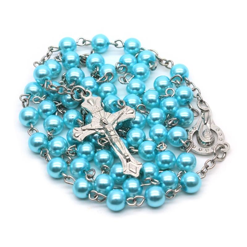 Cross-Necklace Catholic Chain Rosary Necklace Medal-and Crucifix Pendant Chain Jewelry Holy Land Religious Gifts Unisex