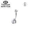 1/5Pcs ASTM F136 Titanium Banana Bend Sexy Belly Button Rings 5A CZ 14G Internal Thread Navel Ring Piercing Barbell Body Jewelry