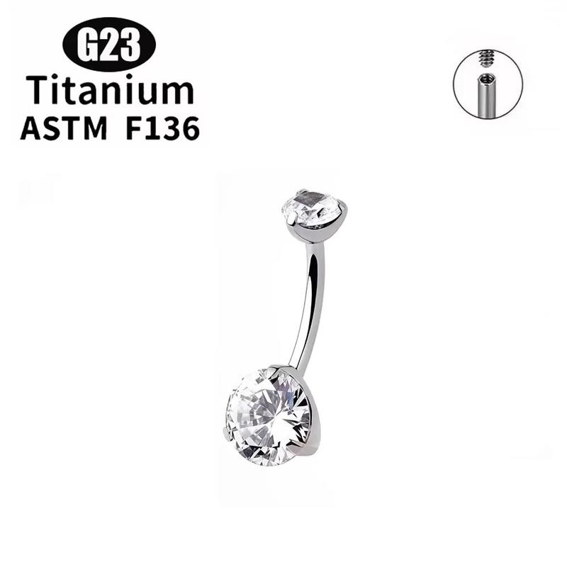 1/5Pcs ASTM F136 Titanium Banana Bend Sexy Belly Button Rings 5A CZ 14G Internal Thread Navel Ring Piercing Barbell Body Jewelry