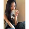 Women Gray 3d Flower Applique Mock Neck Sleeveless Knit Tank Top