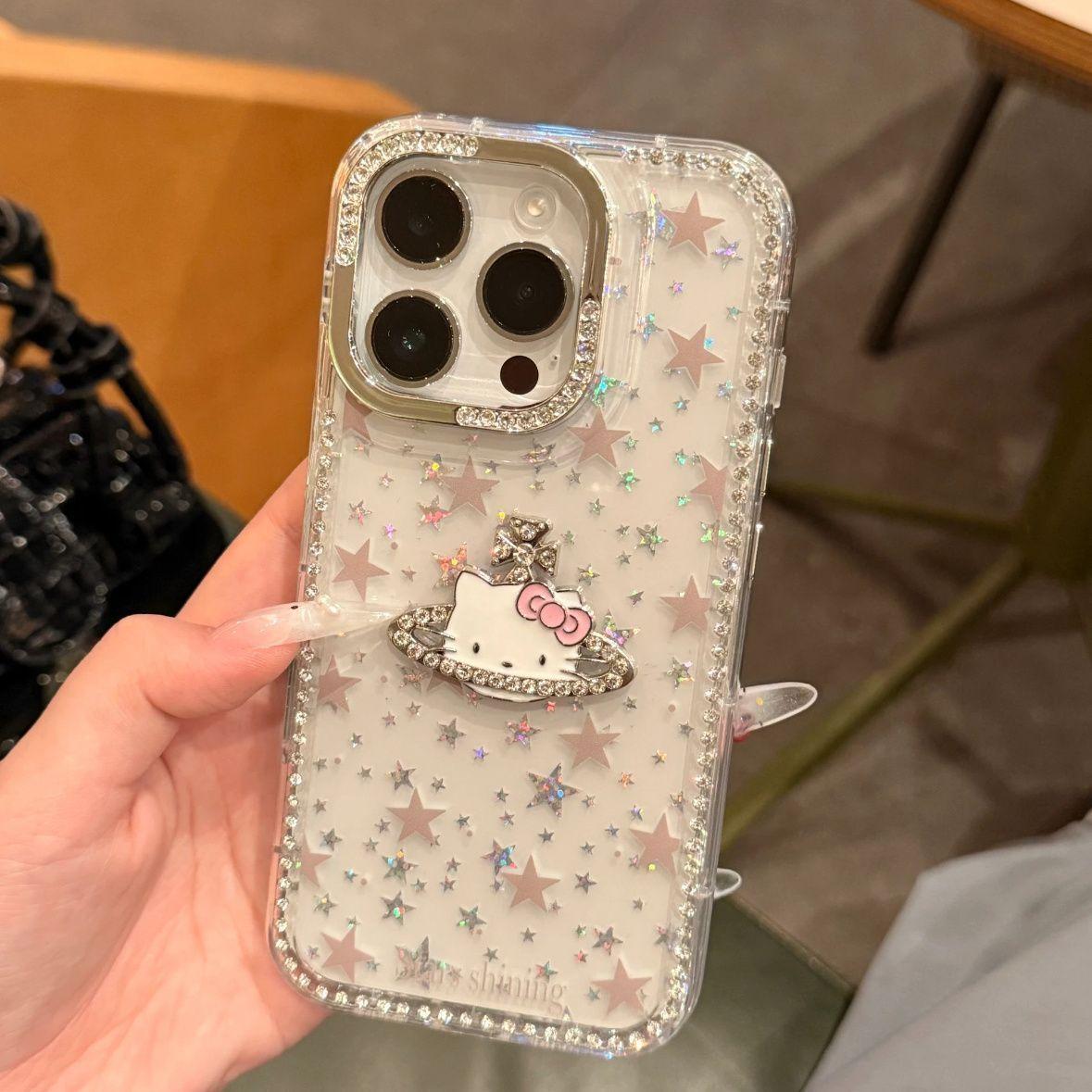 

Высококачественный трехмерный чехол Planet Thin Flash KT Cat, подходит для iPhone 16 Promax, защитный чехол для мобильного телефона Apple 15, 14 Apple 17PROMAX