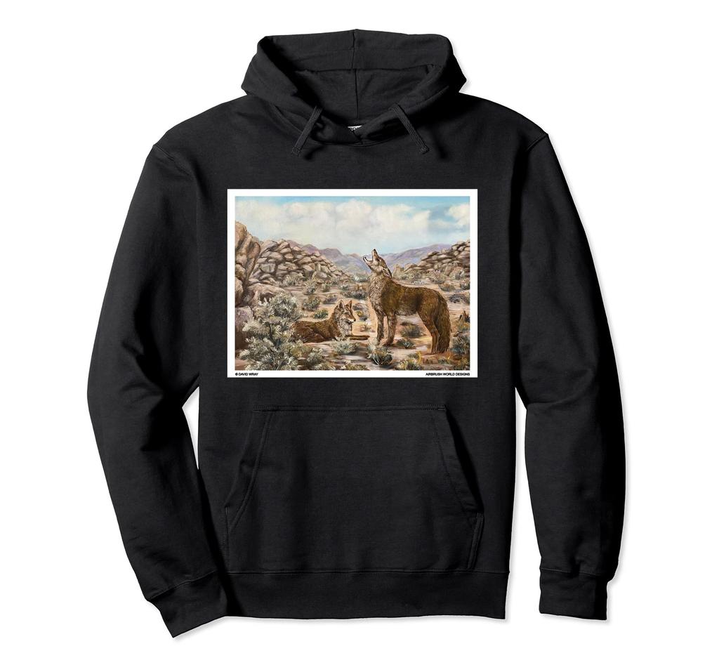 Coyote Howling Desert Jackal Wildlife Painting Gift Hoodie