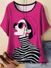 Fashion Modern Girls T-Shirt 3D Print Women's Short Sleeve Tops Y2k Clothing O-Neck Tees Casual T-Shirts Elegant Women Clothes
