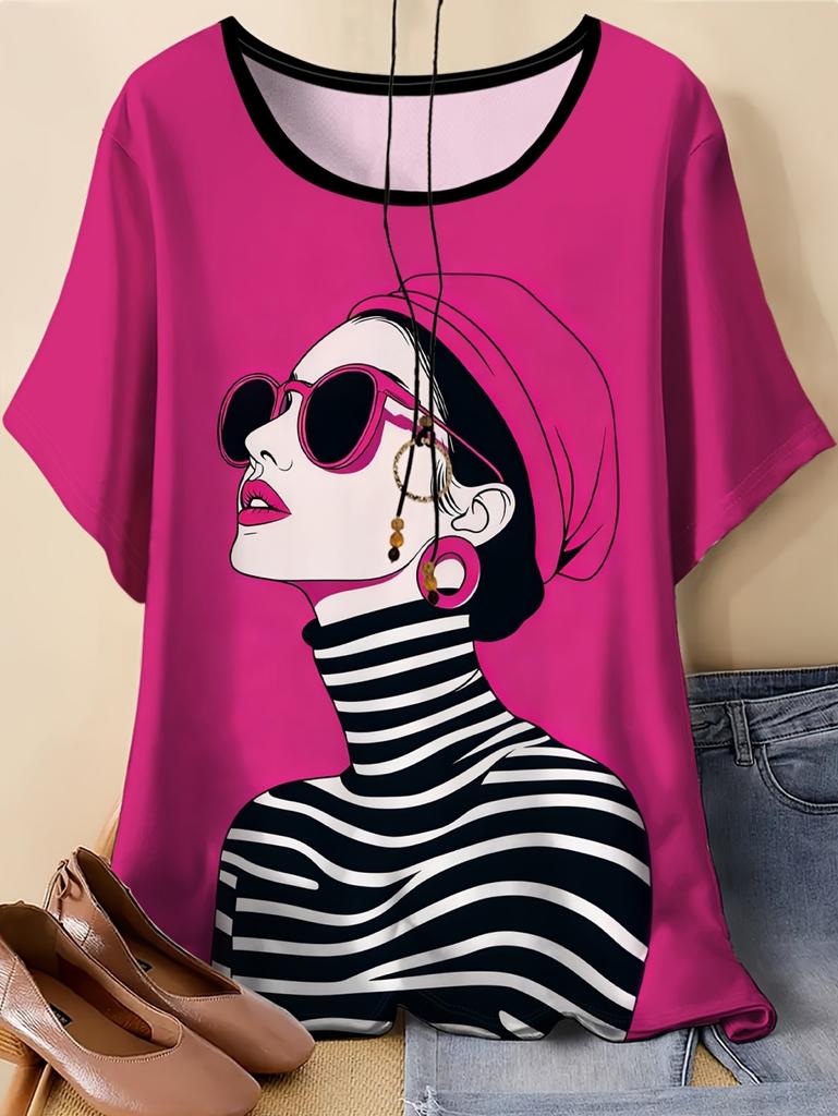 Fashion Modern Girls T-Shirt 3D Print Women's Short Sleeve Tops Y2k Clothing O-Neck Tees Casual T-Shirts Elegant Women Clothes
