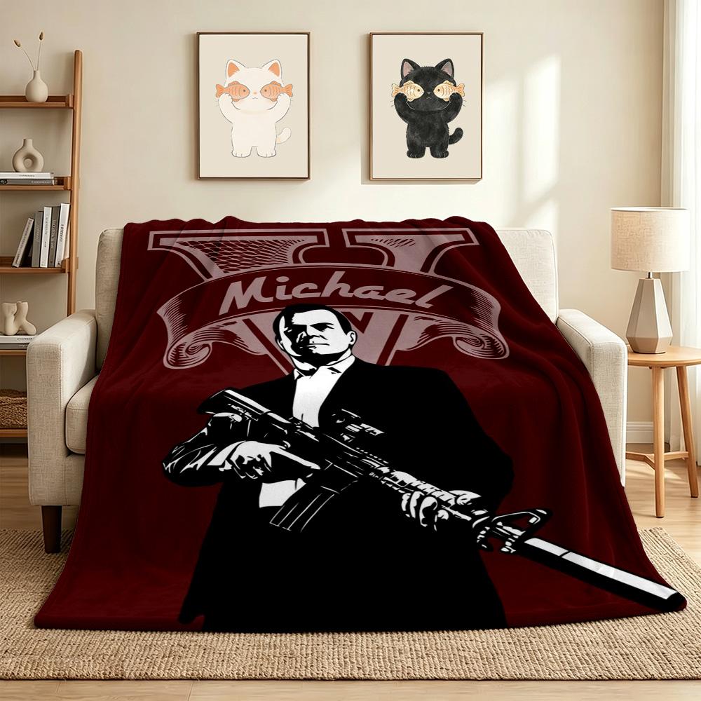 Gangster Style Flannel Blanket Throw Blanket Soft Warm Sofa Bed Camping Home Decor Unique Christmas Gift C9211624