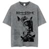 Vintage Washed Anime Death Note Ryuk Yagami Light LLawliet T Shirts Mens Women Cotton Tee Shirt Fashion Short Sleeve Tshirts
