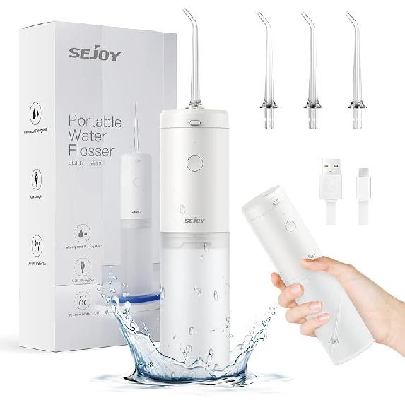 Water Flosser Dental Oral Irrigator Teeth Cleaner Portable Travel Rechargeable Cordless,IPX7 Electric Plaque Remover 3 Modes 3 Jet Tips 140ml