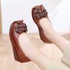 Fashion Handmade purple ballet flats woman real leather shoes women's wedged heel loafers mother luxury moccasins flower elevator shoes
