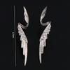 Silver Color Ear Clips Wings Shape Dangle Earrings Simple Elf Ear Cuff  Women