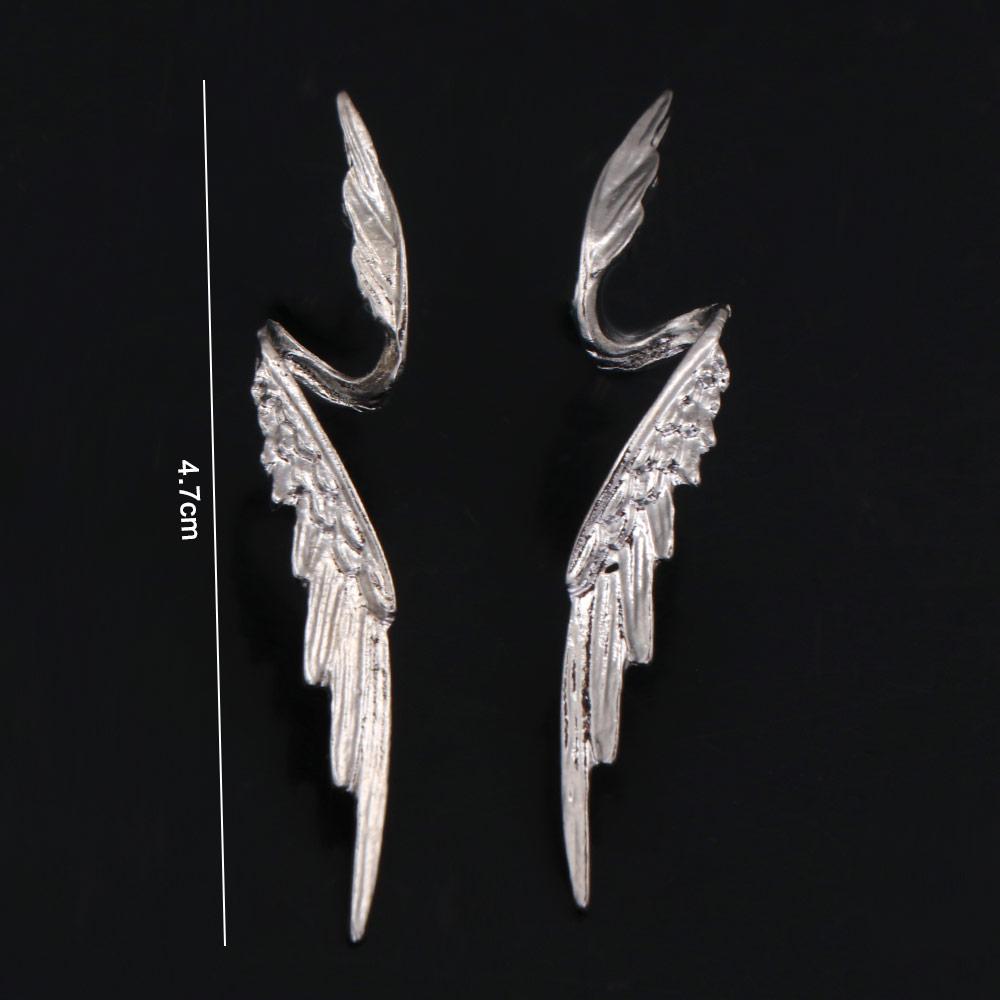 Silver Color Ear Clips Wings Shape Dangle Earrings Simple Elf Ear Cuff Women
