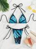 Women's Butterfly Print Halter Two-Piece Swimsuit - European and American Fashion, Hot Selling