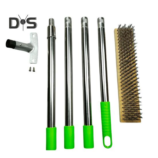 

Щетка для мытья полов с металлической щетиной, проволочная щетка из нержавеющей стали с длинной ручкой, для удаления мха, жесткая щетина, щетка для чистки бетонного пола на открытом воздухе зелёный