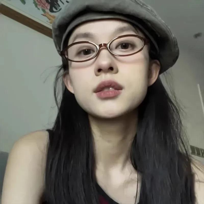 Women Y2K Retro Oval Glasses Small Frame Eyewear Blue Light Blocking Eyeglasses Female Computer Reading Optical Spectacle