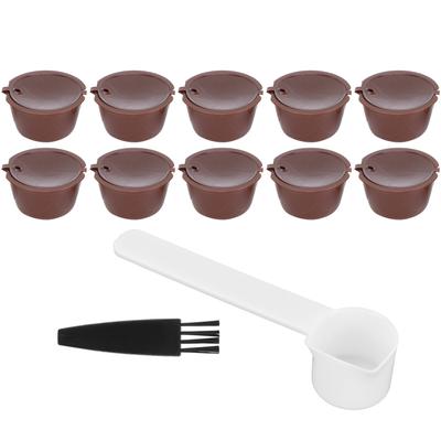 Coffee Capsules Reusable Refillable Coffee Cup Filter Kit Fit for DOLCE GUSTO Machine(Coffee 10