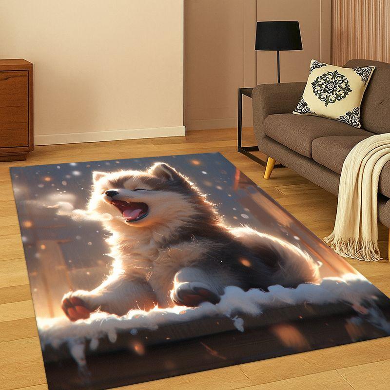 Cute Dog Puppy Cartoon Carpet Rug for Bedroom Living Room Sofa Playroom Doormat Home Decor,Kid Game Area Rug Non-slip Gift