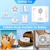 Portable Foldable Wireless Charging Fan with Silent Operation, Telescopic Design, Large Airflow, and Remote Control.