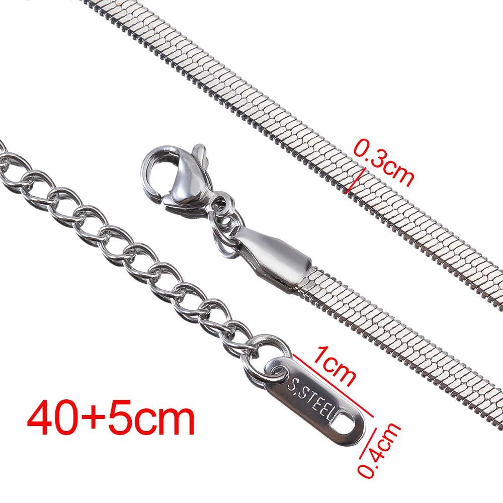 5pcs Stainless Steel Flat Snake Chain with Clasp Extended Chains 3-6mm DIY Men Necklace Jewelry Making Findings Accessor No Fade