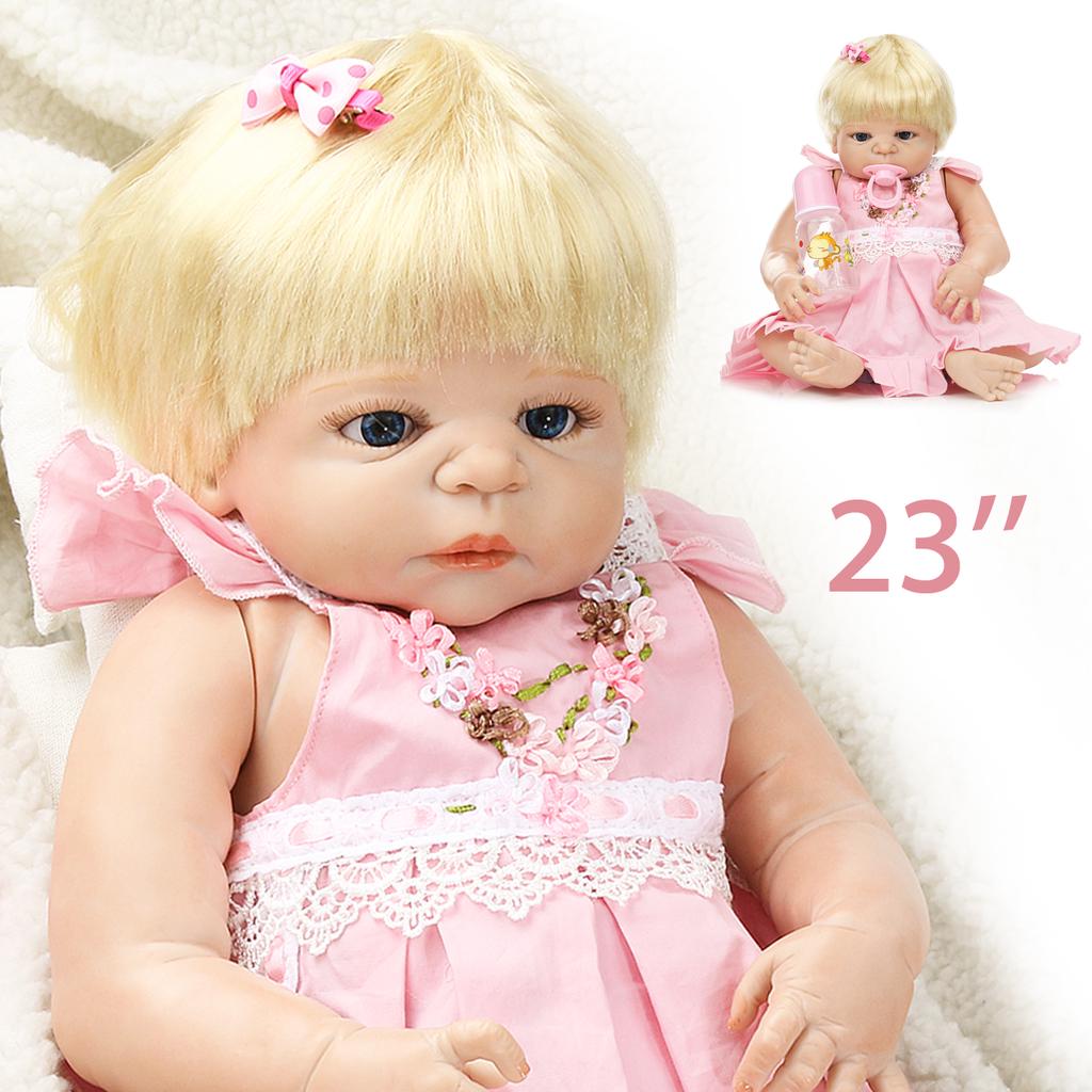 23'' Reborn Silicone Handmade Lifelike Baby Doll Realistic Newborn Gift +Clothes