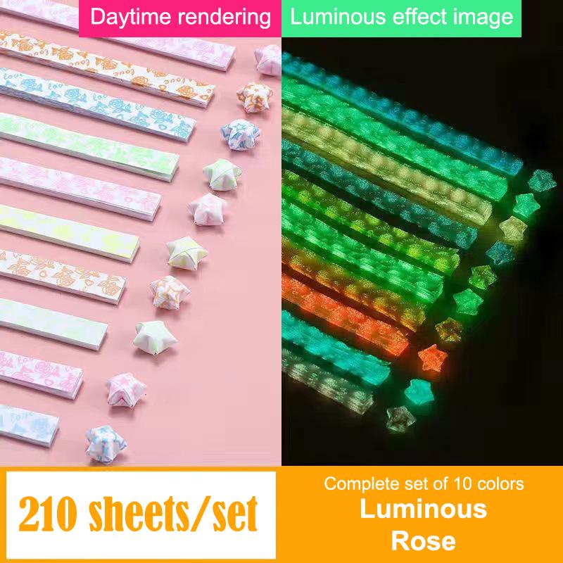 210 Sheets Luminous Origami Paper Stars Cute Folding Paper Lucky Star Origami Star Paper Strips For Diy Hand Paper Arts Crafts