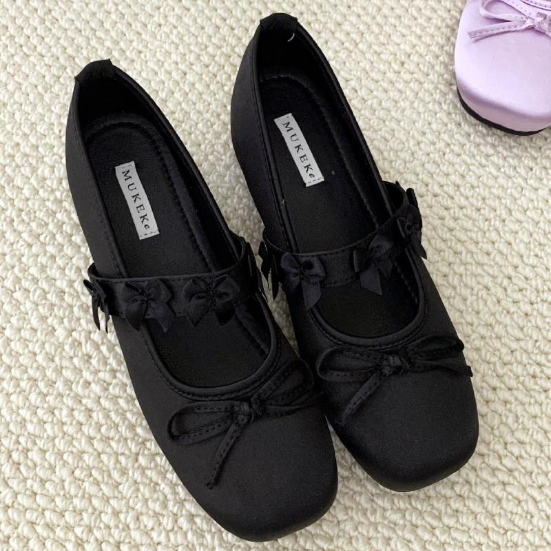 Fashion Fashion Shallow Bow Flat Sandals Women Higher Quality Satin Round Toe Designer Mary Jane Shoes Women Soft Sole Dress Ballet Shoe