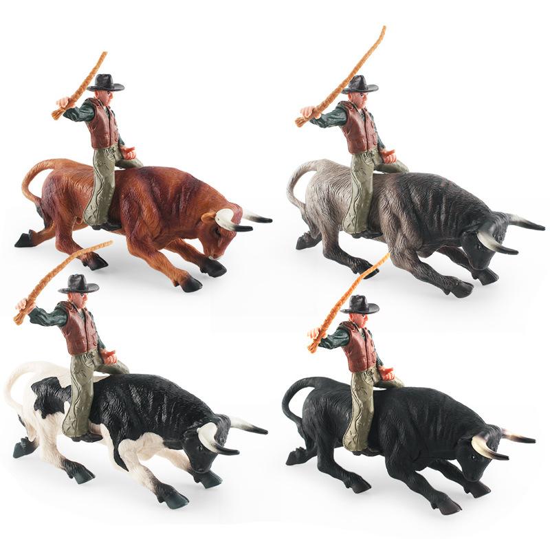 Simulation Spanish Matador Set Static Model North African Bison Bulltamer Solid Static Ornament Toy
