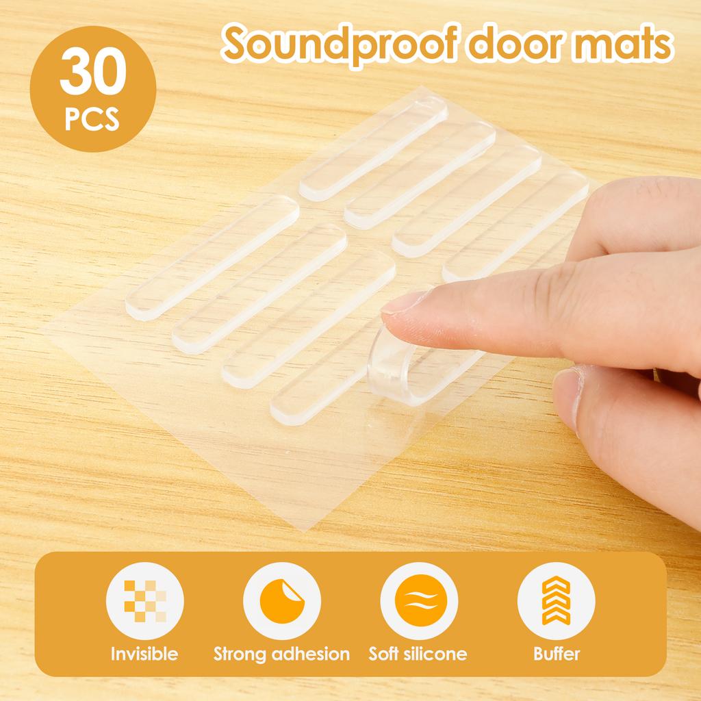 30PCS Self Adhesive Silicone Clear Wall Bumpers Door Stoppers Versatile Door Silencers Drawer Door Cabinets Anti-collision Pads