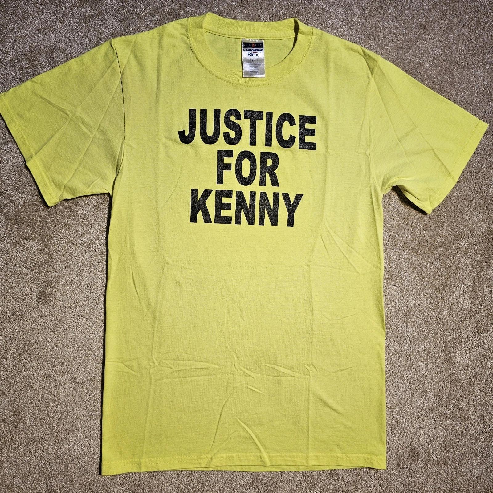 

Vtg Y2k JUSTICE FOR KENNY Size S Neon T-shirt Yellow Skate Funny Sleeze Burnout S