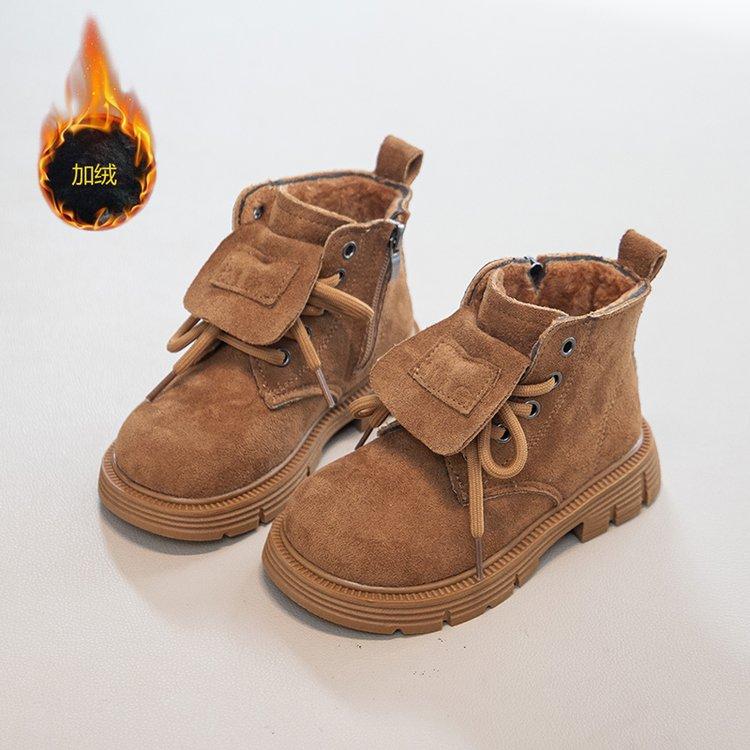 

Girls Martin boots velvet 2025 new winter children s short boots tooling leather boots little girl British style older children 36 yards inner length 22CM верблюд