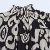 European & American Style French Women's Printed Chiffon Waist-Cinching Long Dress