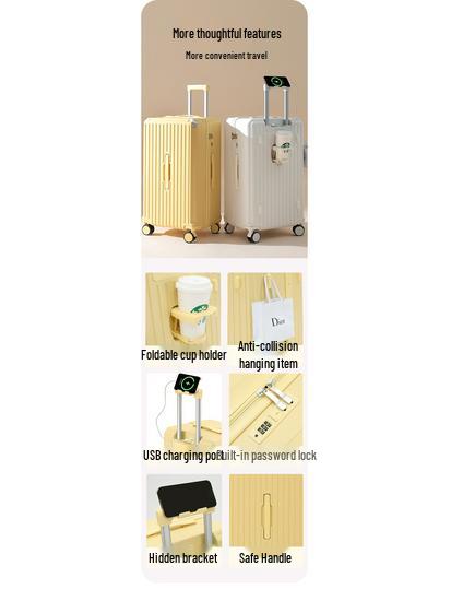 20-inch & 24-inch Silent Wheel Suitcase Set with Lock - Large Capacity Travel Trolley for Students
