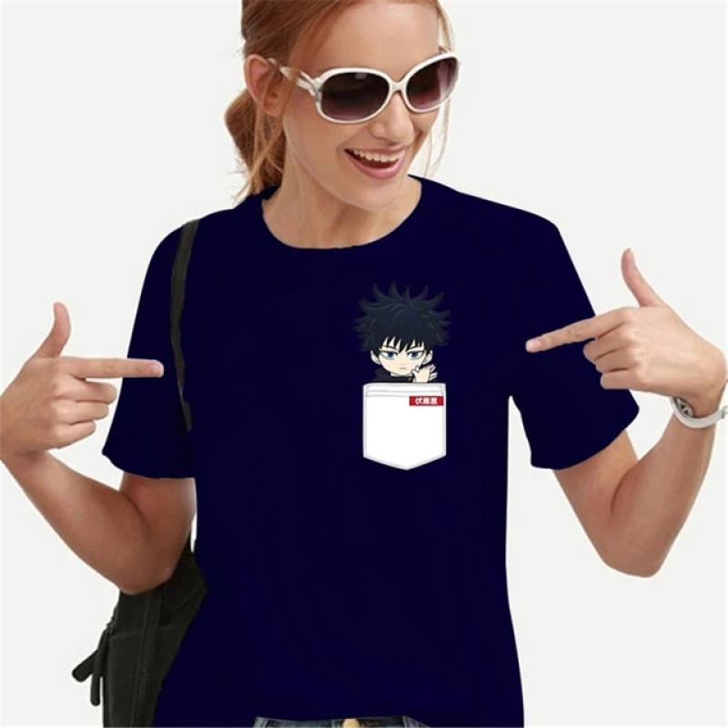 Maglietta Divertente per Donne Adolescenti T-shirt Abbigliamento Vintage Streetwear Uomo Tasca Intelligenza Fumetto Quotidiano Stile Harajuku Moda